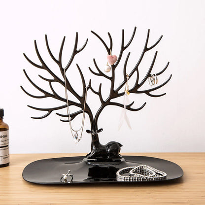 Deer shaped jewellery display holder with antler tree design for earrings and necklaces