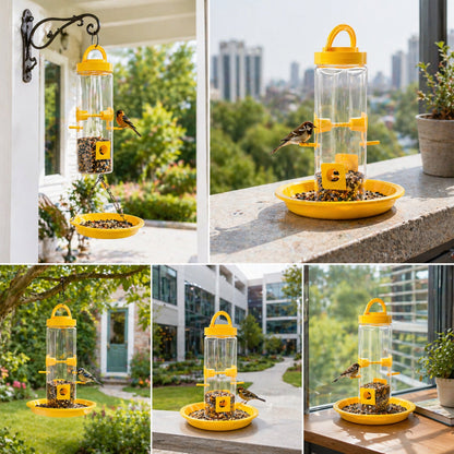 Top view of hanging bird feeder showing refill opening