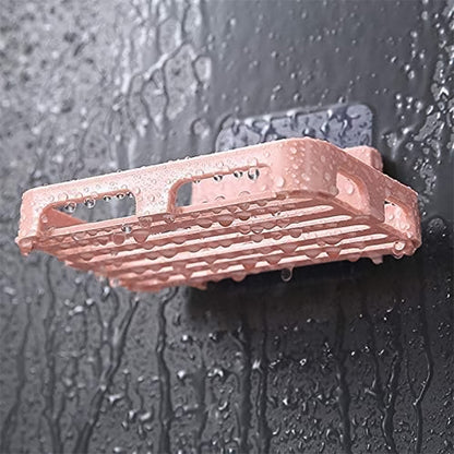Plastic soap dish holder with drainage slats for soap drying