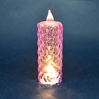 Purple LED crystal candlelight with sparkling swirl effect for festive use