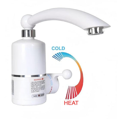 Electric water heater faucet installed in a modern bathroom setting
