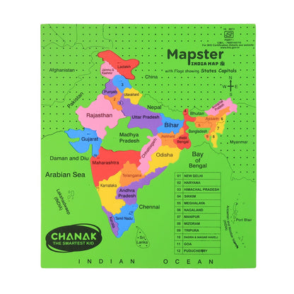 Educational India Map Learning Puzzle with states and capital matching labels