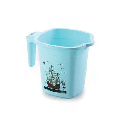 Multi-piece plastic bath set components including bucket and dustbin