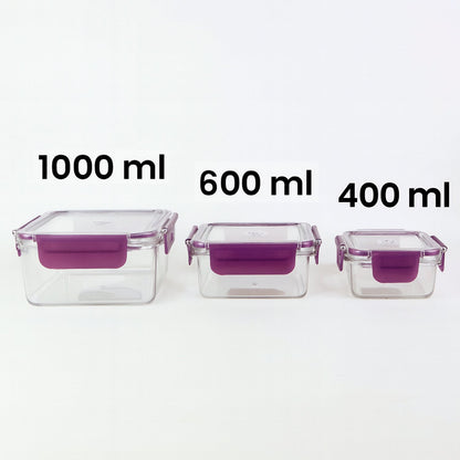 Transparent stackable food storage containers with secure lids
