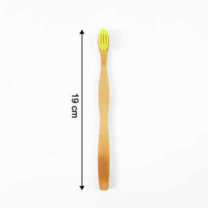 Closeup of natural bamboo toothbrush handle with antimicrobial properties