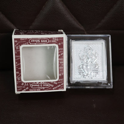 Another angle showing silver-plated Lord Ganesha photo frame details