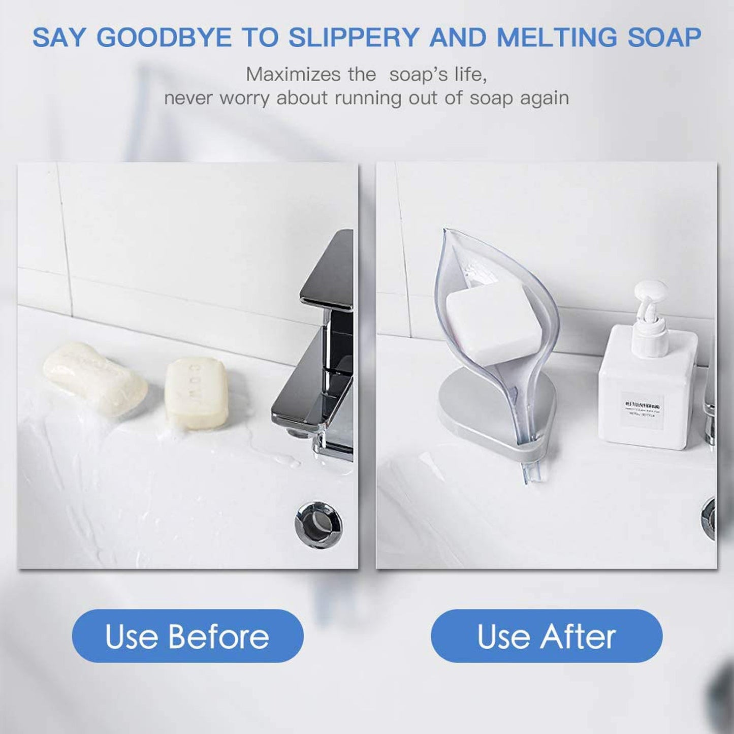 Self draining plastic soap dish holder with stable base