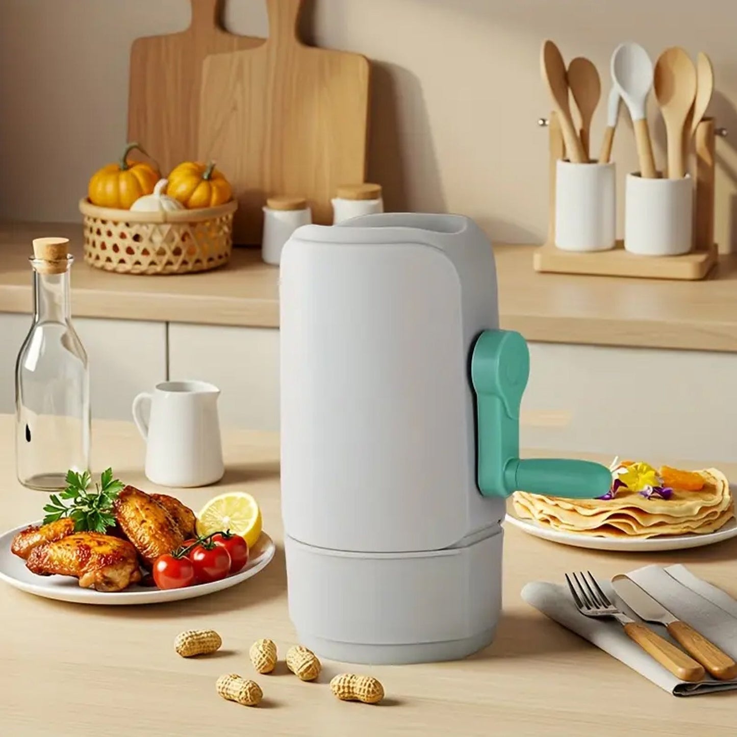 Detailed view of the internal mechanism of the nut cracker tool.
