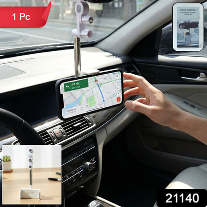 Rearview mirror phone mount holding smartphone securely in vehicle