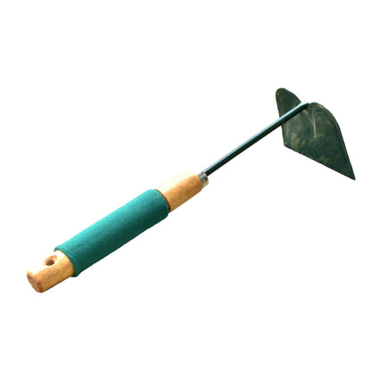 Overhead view of the heavy-duty gardening hoe, perfect for digging and weeding.