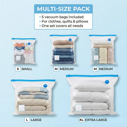 Close-up of vacuum seal compression bag showing double zipper and valve