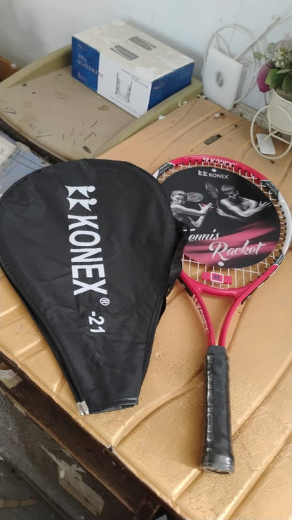 Protective cover zipped on professional tennis racket for easy carry