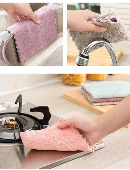 Brightly colored multi-purpose cleaning cloths for diverse household tasks.