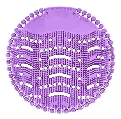 Close-up of an anti-splash urinal screen mat with bristles for effective splash reduction.