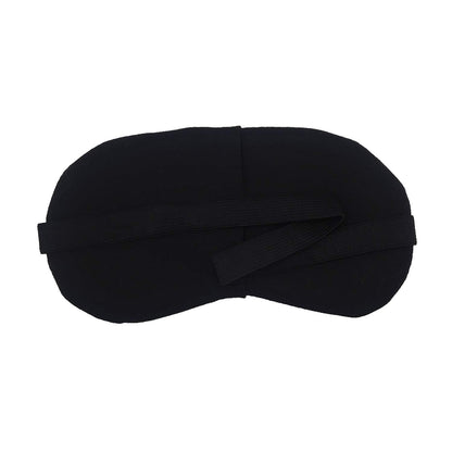 Side view of a sleep mask for travel, showing the adjustable elastic strap for a secure fit.