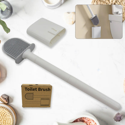 Portable silicone toilet brush and holder set on a plain white background.