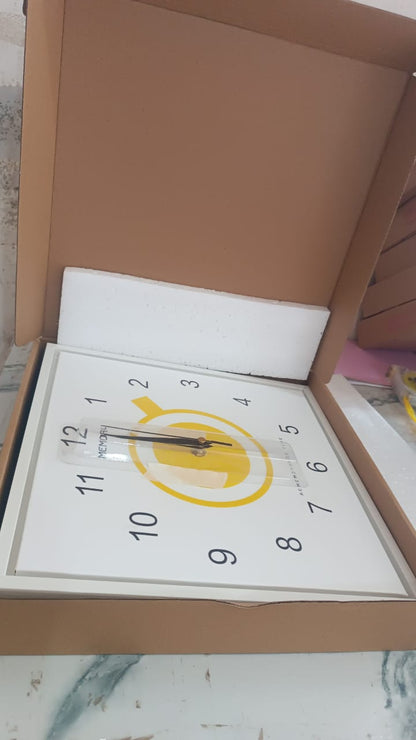 Artistic square wall clock ideal for children’s room or study corner