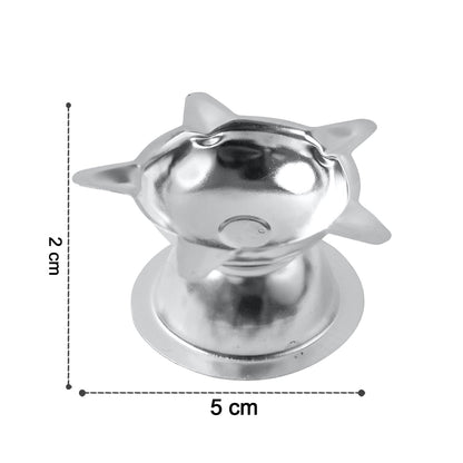 Stainless steel lotus style aarti diya providing stable and bright illumination