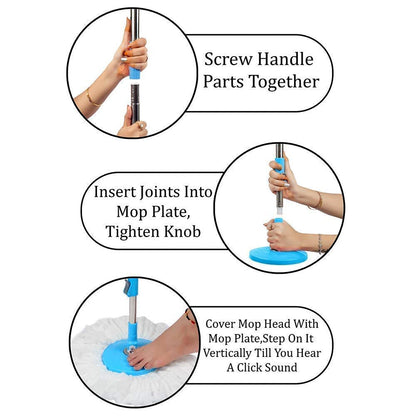 Microfiber mop head attached to collapsible stainless steel rod