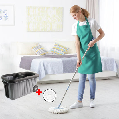 Magic 360 degree swivel spin mop set with microfiber refill head
