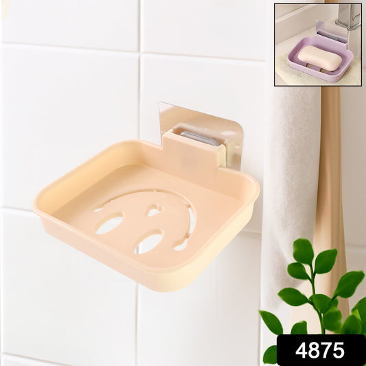Waterproof self sticking soap dish rack with drainage slots