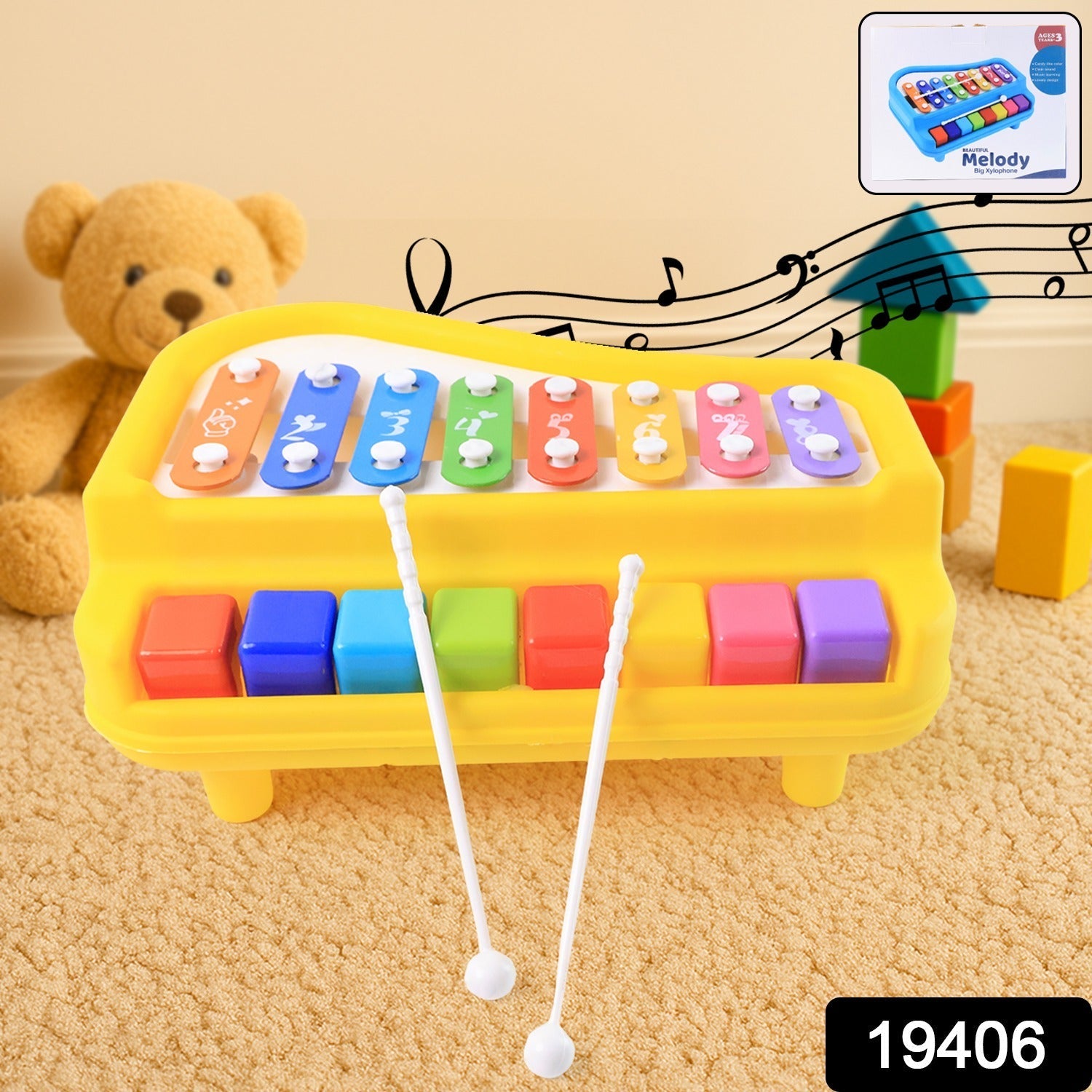 Multi-function musical toy piano with vibrant keys for toddlers