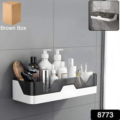 Self adhesive plastic storage rack mounted on smooth wall