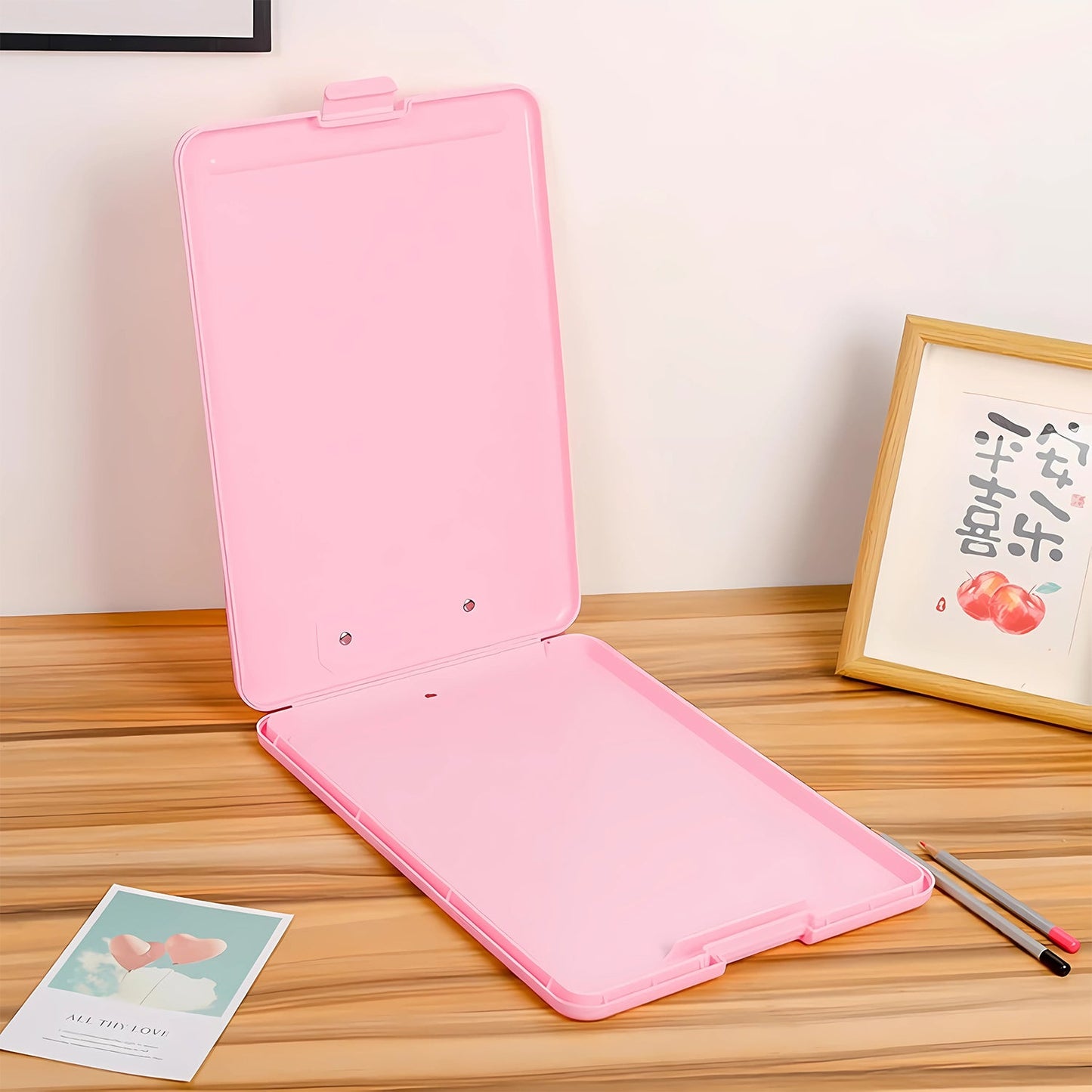 A4 size clipboard with solid plastic body and secure stainless steel clip for documents