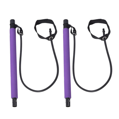 Pilates stick with foam padding and foot loops for lower body exercises.