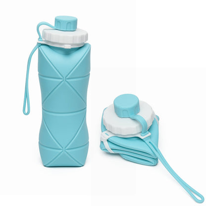 Reusable 600ml silicone bottle with wide mouth and strap
