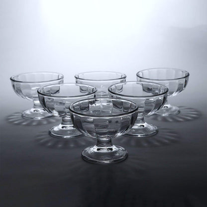 Elegant premium glass ice cream dessert bowl with footed base